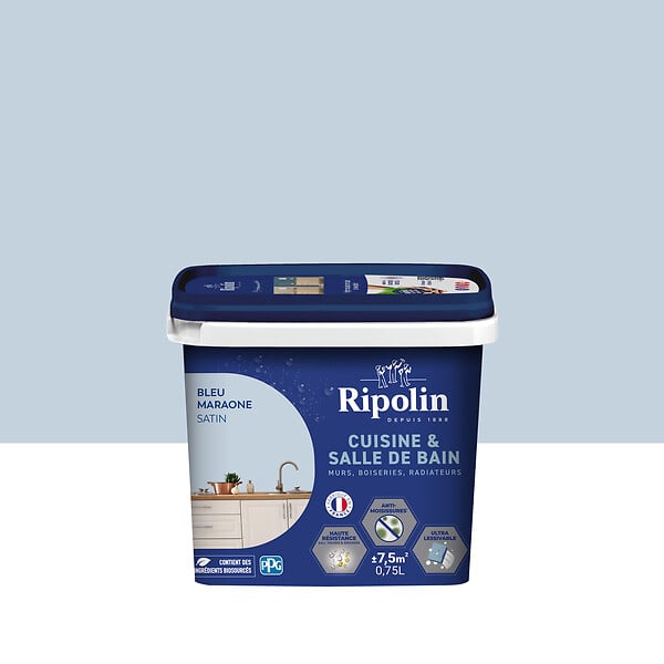 RIPOLIN - Peinture Cuisine et Salle de Bain - Acrylique Satin - 0,75L - large
