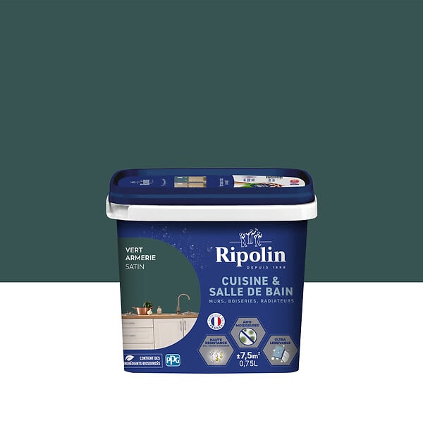 RIPOLIN - Peinture cuisine et bain - Vert Armerie - 0,75L - large