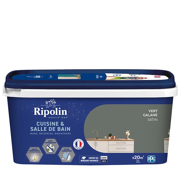 RIPOLIN - Peinture cuisine et salle de bain - Vert Galane - 2L - large