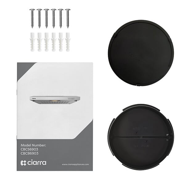 CIARRA - CIARRA Hotte Encastrable 60cm Hotte Casquette 220 m³/h 3 Vitesses Recyclage ou Evacuation CD6903DS - large