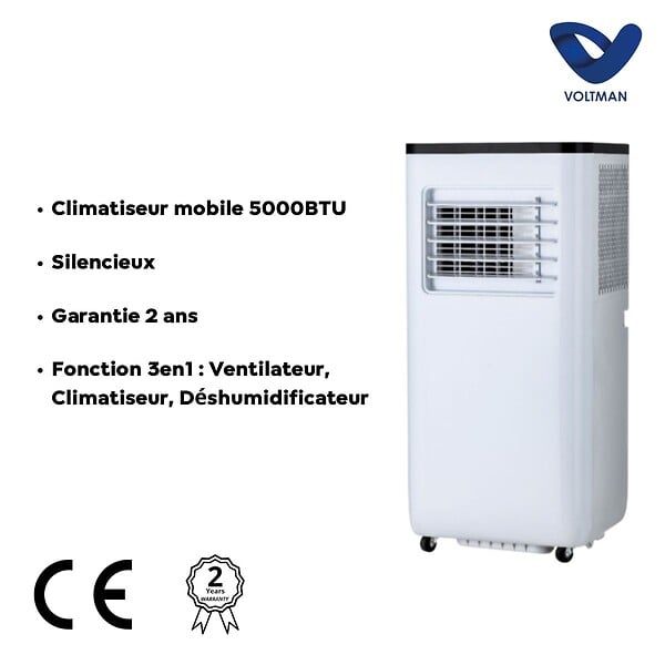 VOLTMAN - Climatiseur ventilateur déshumidificateur silencieux 1500W Classe A - Voltman - large