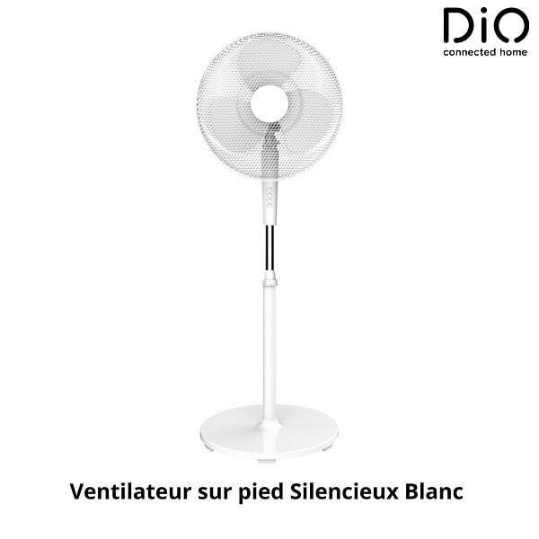 DIO - Ventilateur silencieux oscillant 45W Ø40cm 3 vitesses - Blanc - DiO - large