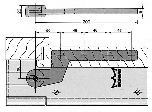 DORMA - Bras du bas coudé 7411/56 à  visser zingué - DORMAKABA - 45010003 - large