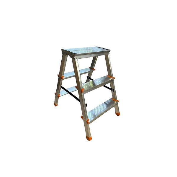 BRIXO - Escabeau 3 marches Marche-pied Aluminium Charge 125 kg Pliable Pieds anti-dérapants BRIXO - large