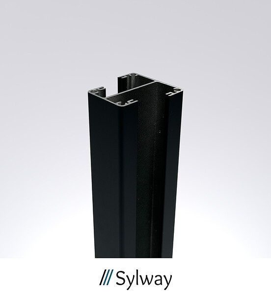 SYLWAY - Poteau alu multi-orientable platine - Noir - H.100xL.6,5cm - large