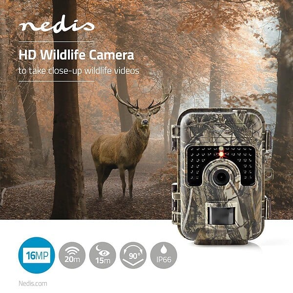 NEDIS - Camera de chasse 16MP Vision 90° Détecteur de mouvement Portée 20m de jour et 15m de nuit IP66 NEDIS - large