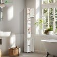 VOUNOT - Meuble rangement salle de bain Haut colonne 180x20x20cm MDF blanc - vignette