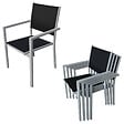 HAPPY GARDEN - Salon de jardin CAPRI extensible en textilène noir 8 places - aluminium gris - vignette