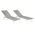 HAPPY GARDEN - Lot de 2 bains de soleil pliants SICILIA en textilène gris - structure blanche - vignette