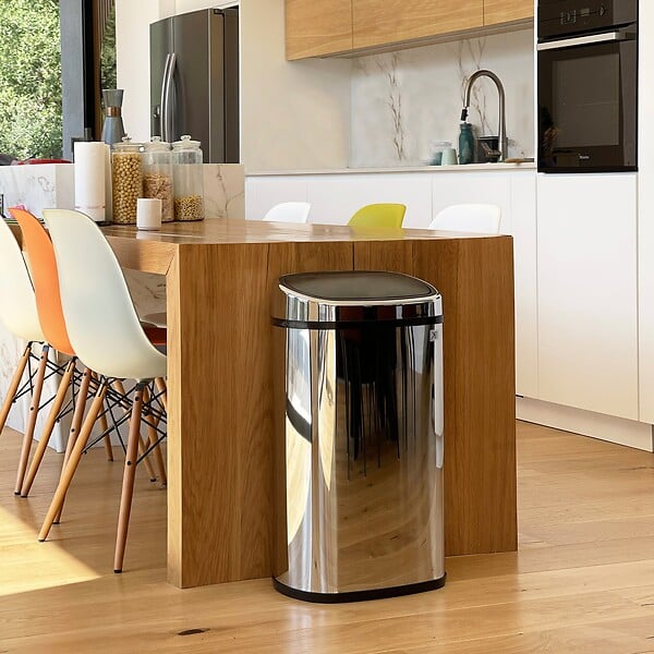 KITCHEN MOVE - Poubelle push inox CITY argent 58L - large