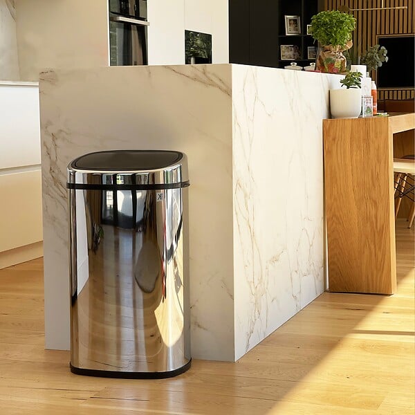 KITCHEN MOVE - Poubelle push inox CITY argent 48L - large