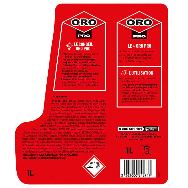 ORO PRO - Déboucheur gel surpuissant - 1L - large