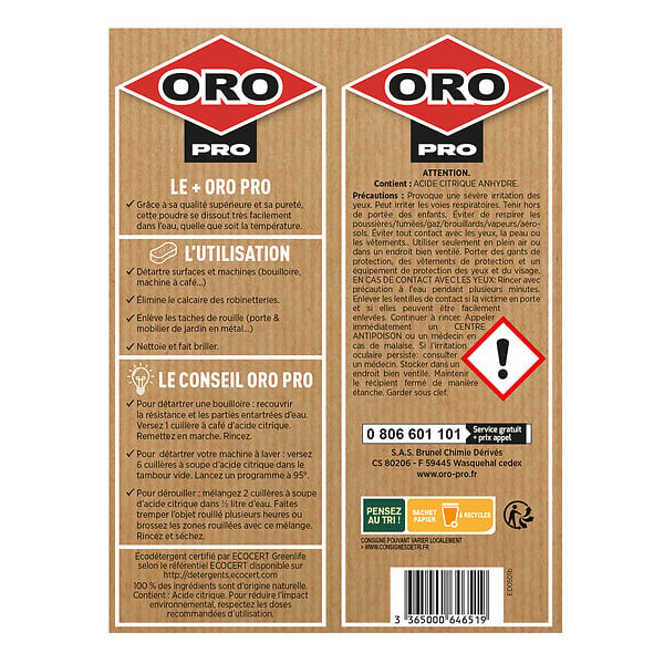 ORO PRO - Acide citrique 800 G - large