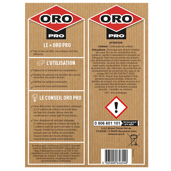 ORO PRO - Cristaux de soude  1 KG - large