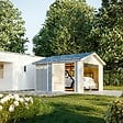 TIMBELA - Garage QUALITÉ PREMIUM 13 m² - L378xl412 cm - garage pour moto, vélos, machines de jardinage - Construction en Panneaux LP Smartside - Abri de jardin Timbela M990B - vignette