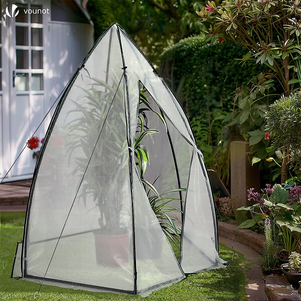 VOUNOT - Serre de jardin hivernage dome avec bache PE 160x160x180cm Blanc - large