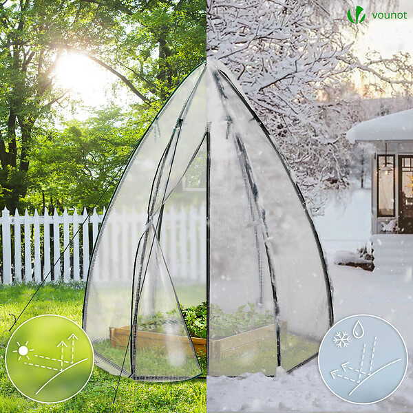 VOUNOT - Serre de jardin hivernage dome avec bache PE 160x160x180cm Blanc - large