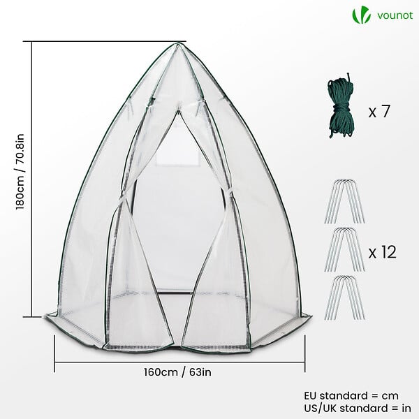 VOUNOT - Serre de jardin hivernage dome avec bache PE 160x160x180cm Blanc - large