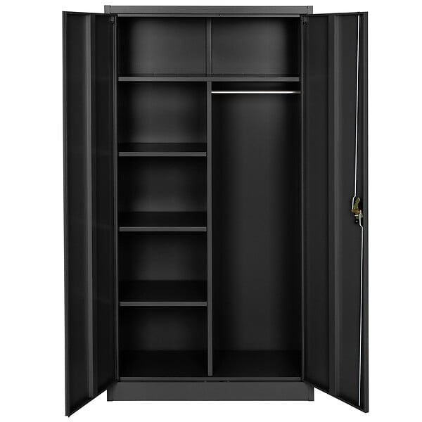 TECTAKE - Vestiaire métallique comprenant 6 casiers et 1 penderie intégrée noir - large
