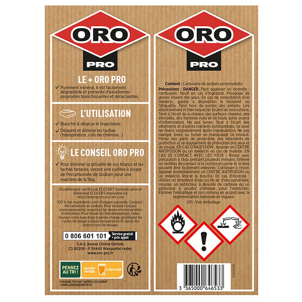 ORO PRO - Percarbonate de sodium - 800 g - Blanchissant et détachant - large