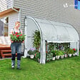 VOUNOT - Serre de jardin hivernage murale adossee avec bache PE 300x100x180cm blanc - vignette