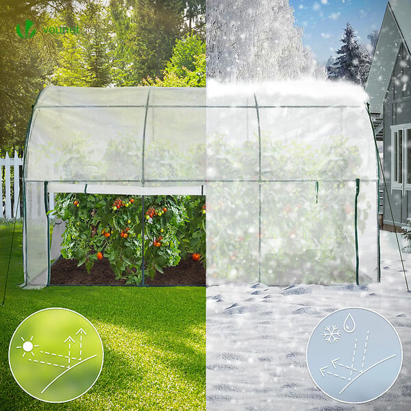 VOUNOT - Serre de jardin hivernage murale adossee avec bache PE 300x100x180cm blanc - large