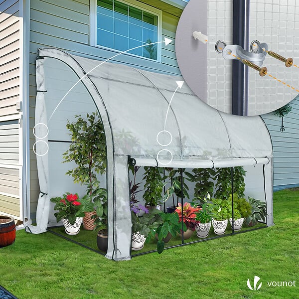 VOUNOT - Serre de jardin hivernage murale adossee avec bache PE 300x100x180cm blanc - large