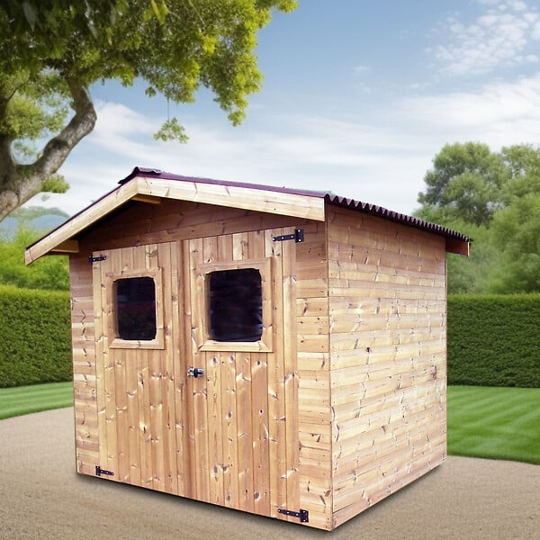 HABRITA - Abri de jardin bois Thiers - Brun doré - L.280xH.229xP.266cm - large