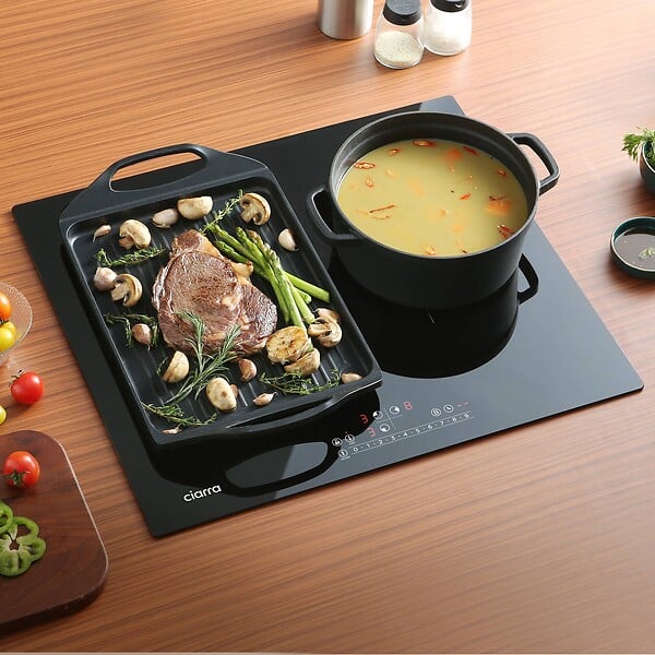 CIARRA - Plaque de cuisson induction 59cm 3 Foyers 6500W  Flexizone Booster CD3BFBIH - large