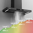 CIARRA - Hotte Aspirante Tactile 90cm APP Contrôle 650m3/h 4 Vitesses Booster Noir CD9102B-P - vignette