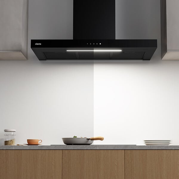 CIARRA - Hotte de cuisine 90cm APP Contrôle 650m3/h Booster Touche Tactile Noir CD9102B - large