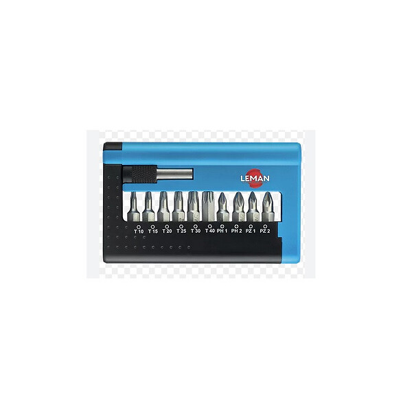 LEMAN - Coffret 11 pièces embouts de vissage Leman inox 10 embouts et 1 porte-embout magnétique - large