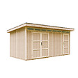 TIMBELA - Abri de Jardin Qualité Premium 8.52+2.95 m² - Kit tout compris avec sol, tuiles bitumineuses, set de peinture-Construction de Panneaux LP Smartside- Cabane de Jardin Timbela M905C CAVERN STEEL - vignette