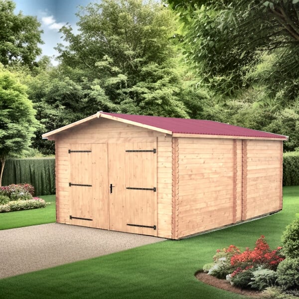 HABRITA - Garage bois Douglas massif Denis - 17.16m² - L.3.73xP.5.67m - large