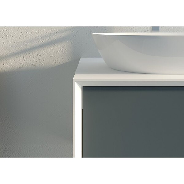 DISTRIBAIN - Meuble de salle de bain Bellano 1400 Gris béton et Blanc - large