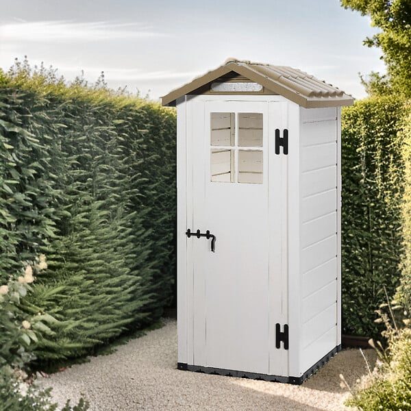 HABRITA - Abri de jardin en résine - Beige - 0,58m² - L.96.5xP.96.5xH.203cm - large