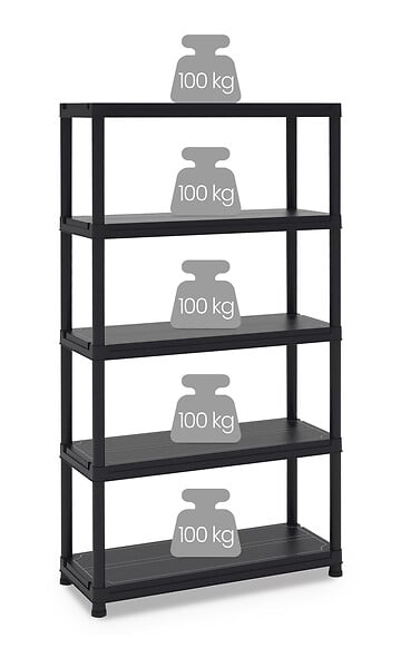 TOOMAX - Etagere en resine - Noir - 5 tablettes - 180x100x40cm - large
