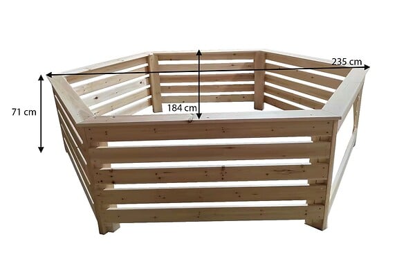 HABRITA - Habillage bois hexagonal - 2,35 x 1,84 x 0,71 m  - spas et piscines - large