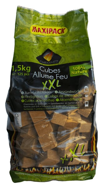 CHEMINETT - Allume-feu cubes bois XXL - 1,5 kg - 120 pièces - large