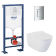 GROHE - Pack WC Bâti Autoportant Solido + Cuvette Bello + Abattant soft close  + Plaque Chrome (AUTOPORTANT-BELLO-1) - vignette