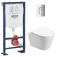 GROHE - Pack WC Bati support autoportant + WC SAT sans bride + Abattant Soft close + Plaque chrome (Autoportant-Infinitio-1) - vignette