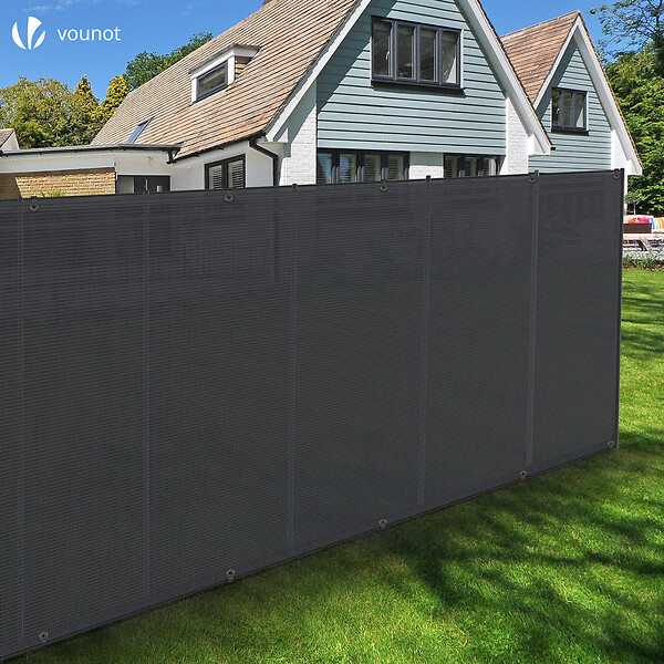 VOUNOT - Brise vue occultant en HDPE 150g/m² 1.8x20m avec attaches de fixation anthracite - large