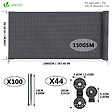VOUNOT - Brise vue occultant en HDPE 150g/m² 1.5x20m avec attaches de fixation anthracite - vignette