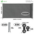 VOUNOT - Brise vue occultant en HDPE 150g/m² 1.5x20m avec attaches de fixation gris - vignette