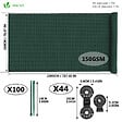 VOUNOT - Brise vue occultant en HDPE 150g/m² 1.8x20m avec attaches de fixation vert - vignette