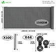 VOUNOT - Brise vue occultant en HDPE 150g/m² 1x20m avec attaches de fixation gris - vignette