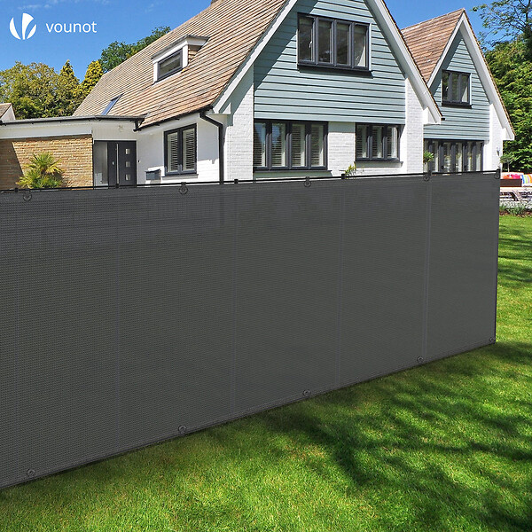 VOUNOT - Brise vue occultant en HDPE 150g/m² 1x20m avec attaches de fixation gris - large