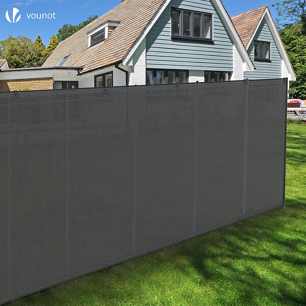 VOUNOT - Brise vue occultant en HDPE 150g/m² 1.8x20m avec attaches de fixation gris - large