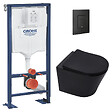 GROHE - Pack WC Bâti Solido + WC sans bride SAT Noir mat + Abattant frein de chute + Plaque noir mat (AUTOPORTANT-BLACKINFINITIO-KF0) - vignette