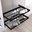 EMUCA - Kit de rangement de chaussures en métal avec cadre avec coulisses à fermeture souple pour armoire, réglable, module 900mm, Noir texturé - vignette